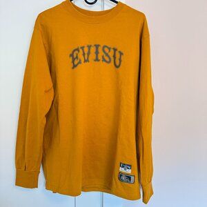 Evisu Crew Neck Long Sleeve Sweatshirt Size L Gold Gray Cotton